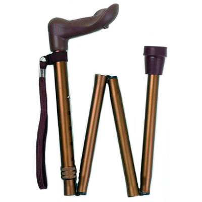 Adjustable Folding Bronze Walking Stick with Anatomical Handle