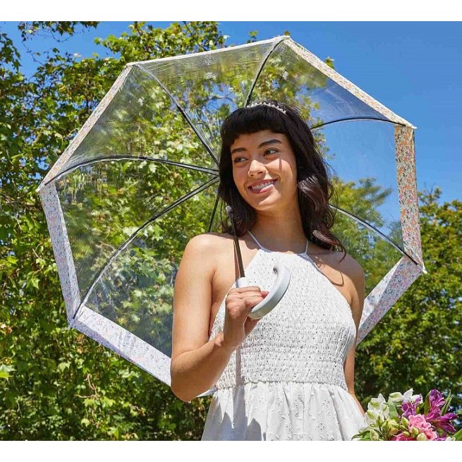 Fulton Birdcage Clear Dome Umbrella Wedding Floral Border