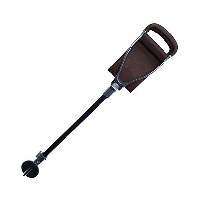 Height-Adjustable Shooting Stick with Tan Leather Seat