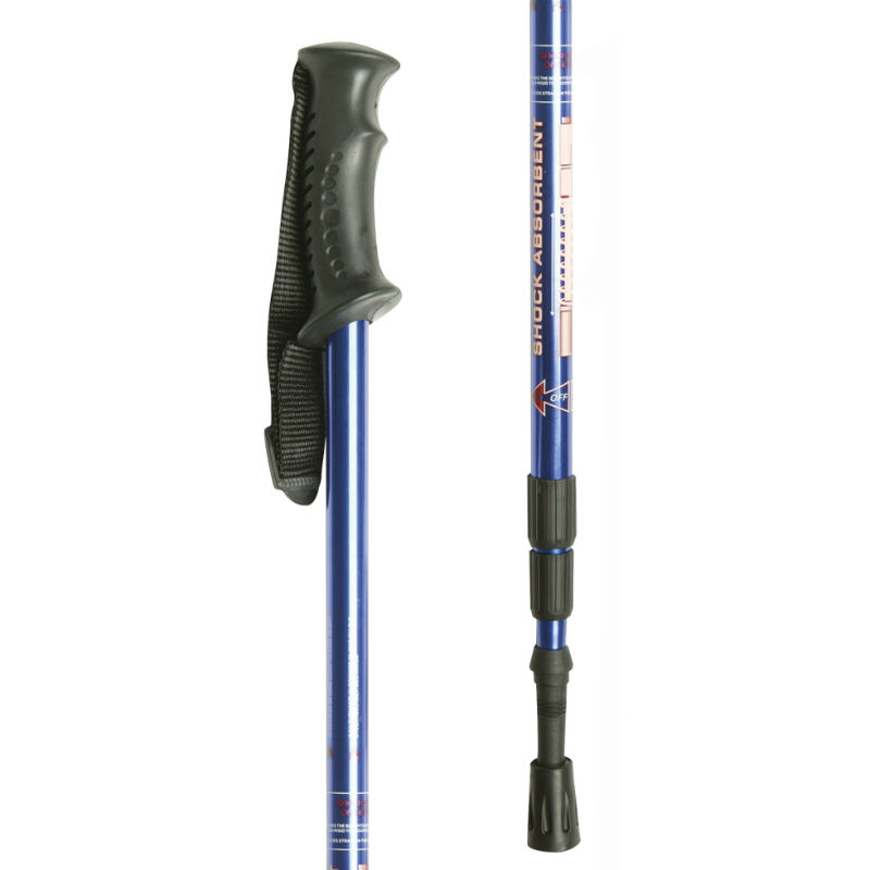 Blue Height-Adjustable Hiking Pole with Contoured Handle