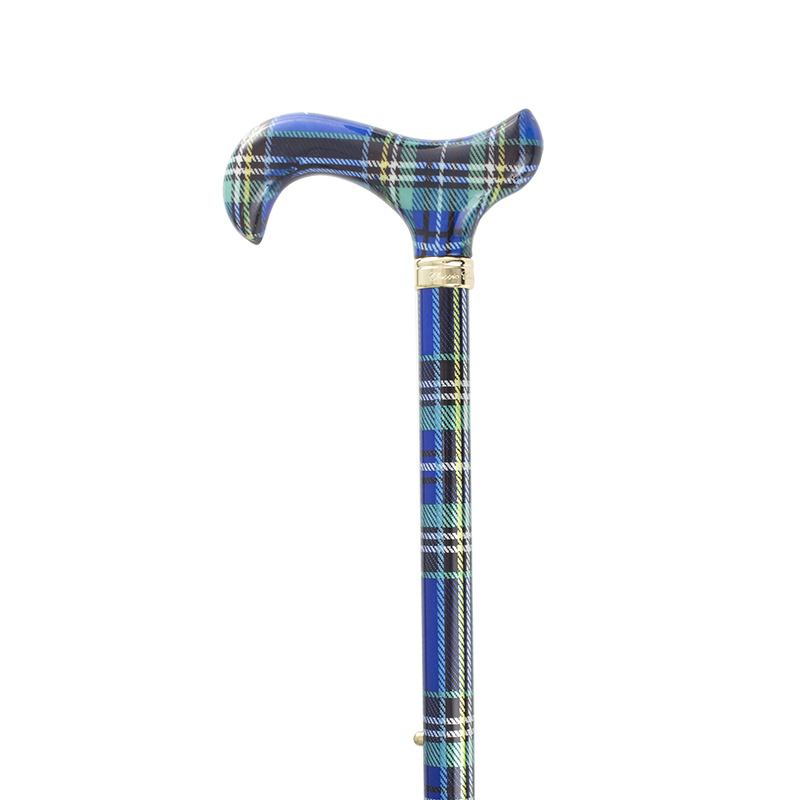 Blue Tartan Derby Walking Cane