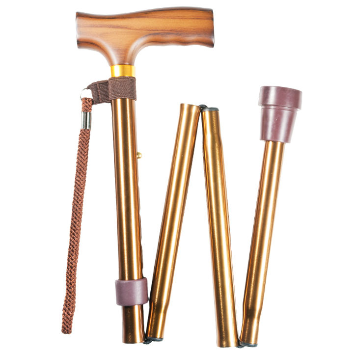 Height-Adjustable Folding Copper Crutch Handle Walking Stick