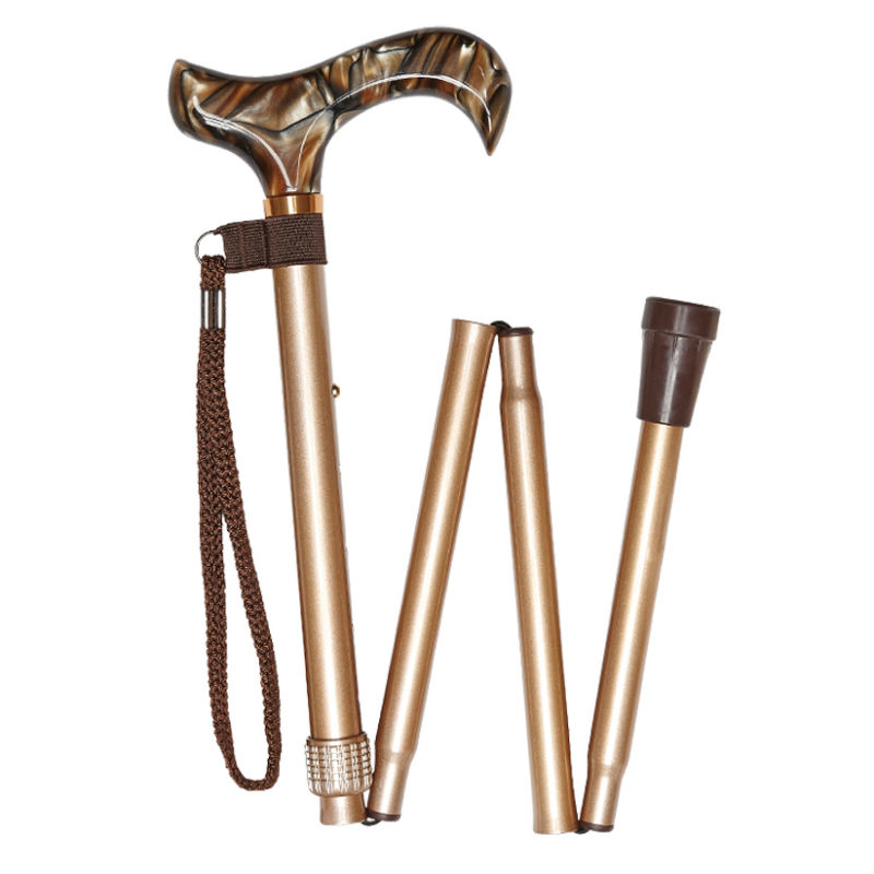 Charles Buyers Height-Adjustable Folding Metallic Gold Derby Walking Stick