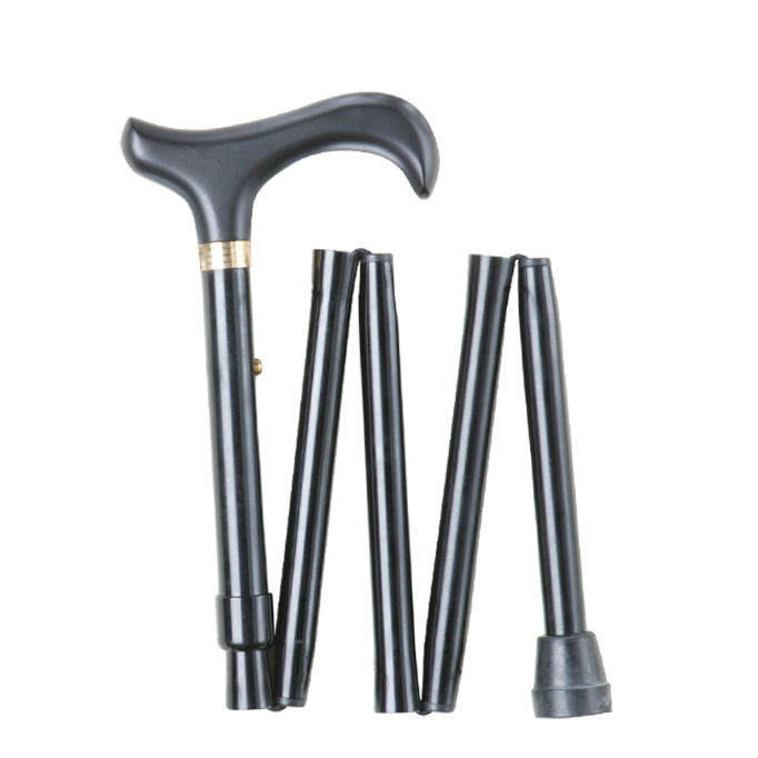 Short Height-Adjustable Mini Folding Black Derby Walking Stick