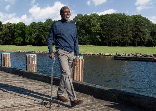 The Drive Quad Cane allows you to enjoy your walks without worry Man Walking with Drive Quad Cane