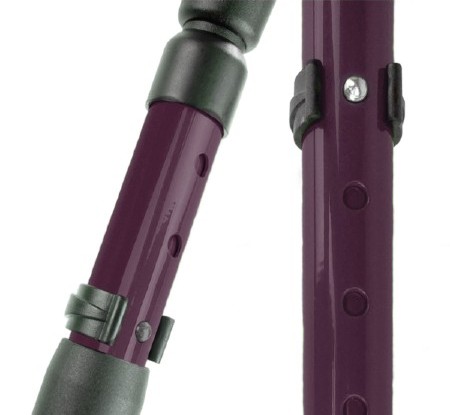 The crutches' height can be easily adjusted using their clip system Lower Clip System of the Flexyfoot Standard Soft Grip Handle Closed Cuff Crutch