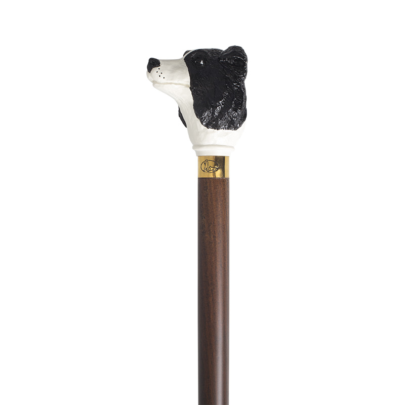 Hand painted border collie hardwood cane