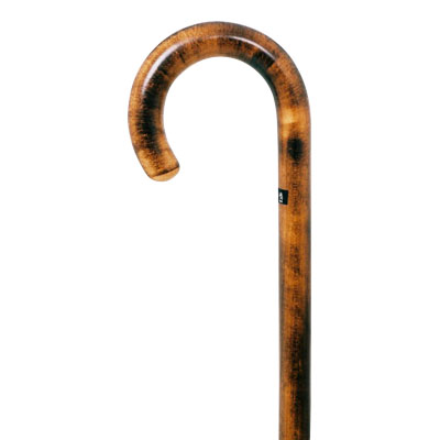 Scorched Maple Crook Handle Walking Stick