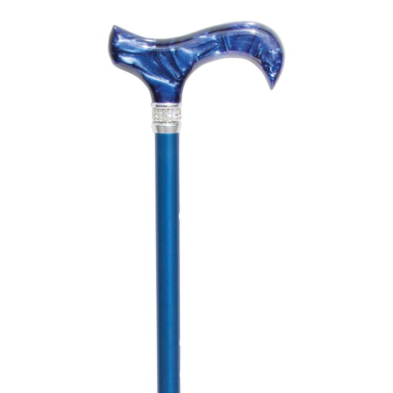 Mayfair Derby Blue Adjustable Walking Stick with Crystal Collar
