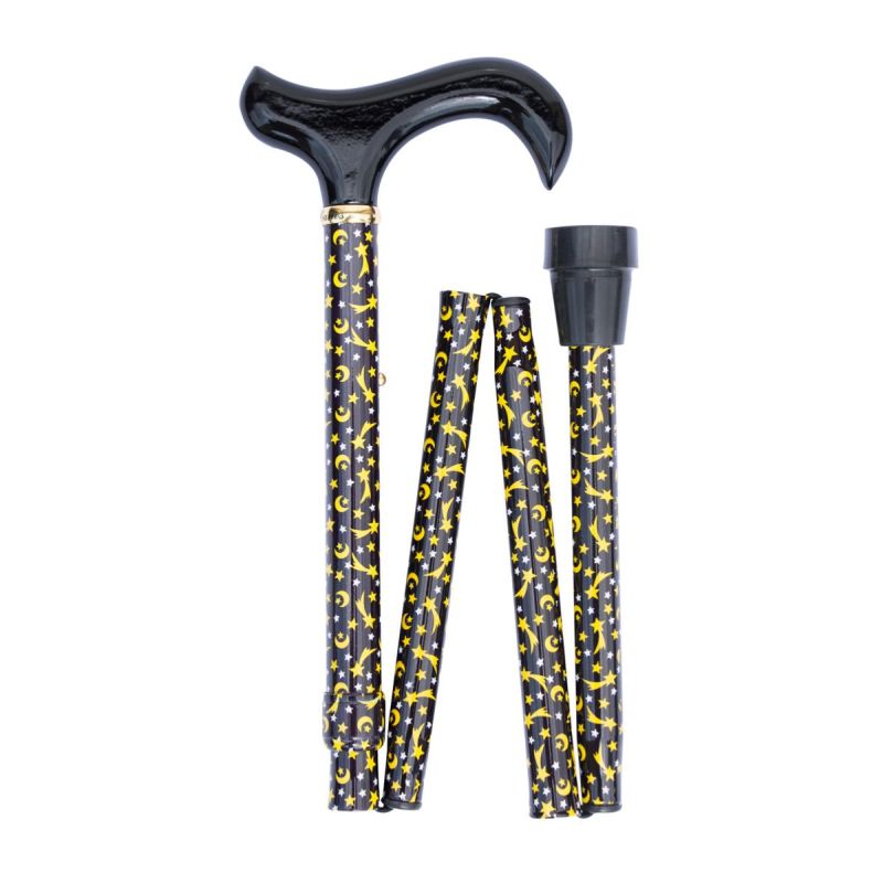 Stars and Moons Derby Adjustable Folding Walking Stick
