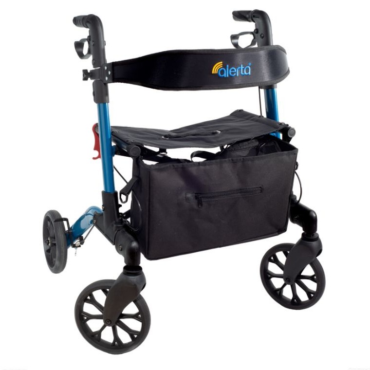 Alerta Four-Wheel Aluminium Rollator with Seat and Bag