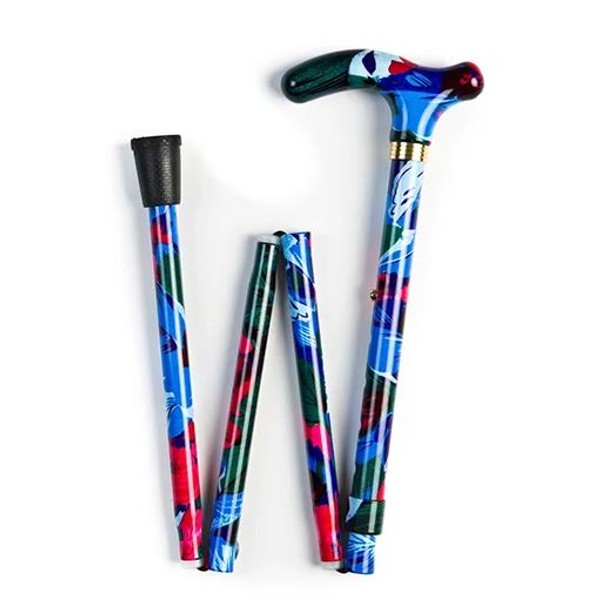 Aluminium Derby Folding Walking Stick with Gillyflower Pattern