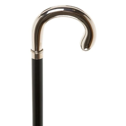 Black Beech Cane with Nickel Crook Handle