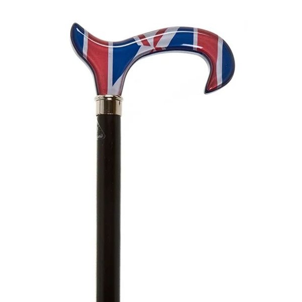 Black Beech Wood Cane with Union Jack Derby Handle