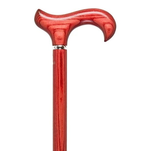 Red Ash Cane with Derby Handle and Chrome Collar