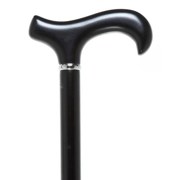 Black Beech Derby Cane with Chrome-Plated Collar