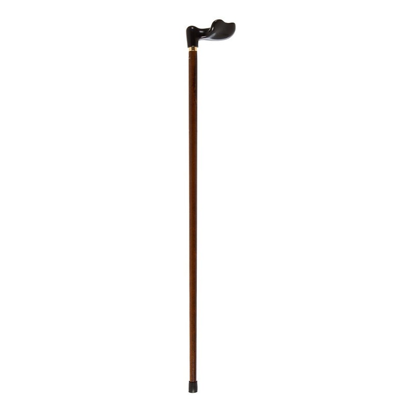 Brown Beechwood Cane with Black Fischer Handle (Right Hand)