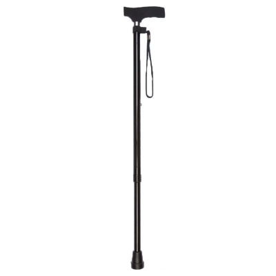 Black Adjustable Walking Stick with Silicone Handle