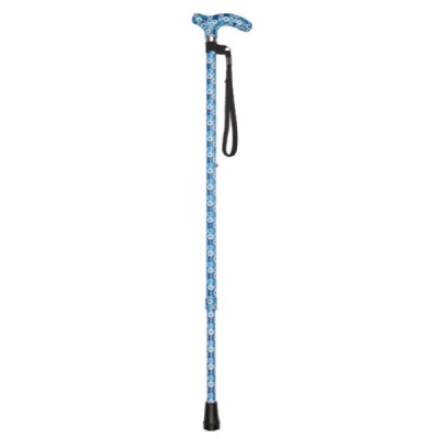 Ziggy Petite Handle Adjustable Walking Stick with Blue Circle Pattern