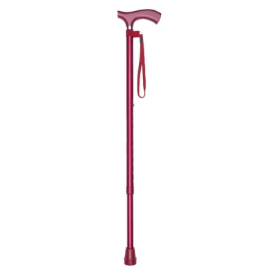Metallic Red Adjustable Lightweight Walking Stick with Matching Ferrule