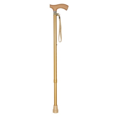 Metallic Gold Adjustable Lightweight Walking Stick with Matching Ferrule