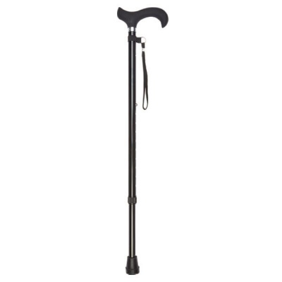 Black Adjustable Walking Stick with Silicone Derby Handle