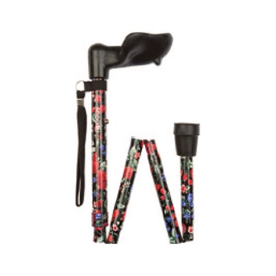 Ziggy Fruit-Pattern Adjustable Folding Walking Stick with Anatomical Handle (Left Hand)