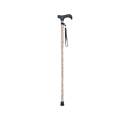 Ziggy Poppy-Pattern Short Height-Adjustable Folding Walking Stick