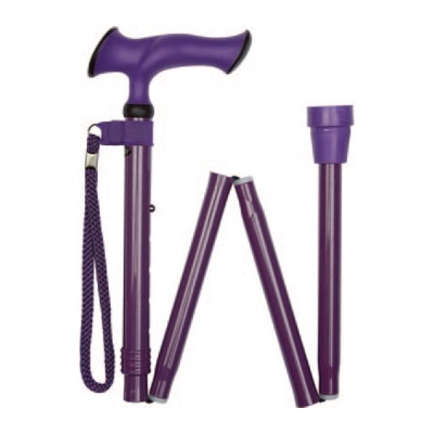 Ziggy Purple Ergonomic Gel Handle Folding Walking Stick