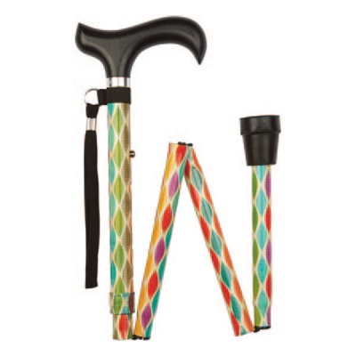 Ziggy Multi-Leaf Pattern Folding Height-Adjustable Walking Stick