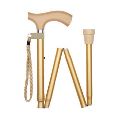Ziggy Gold Metallic Crutch-Handle Folding Adjustable Walking Stick