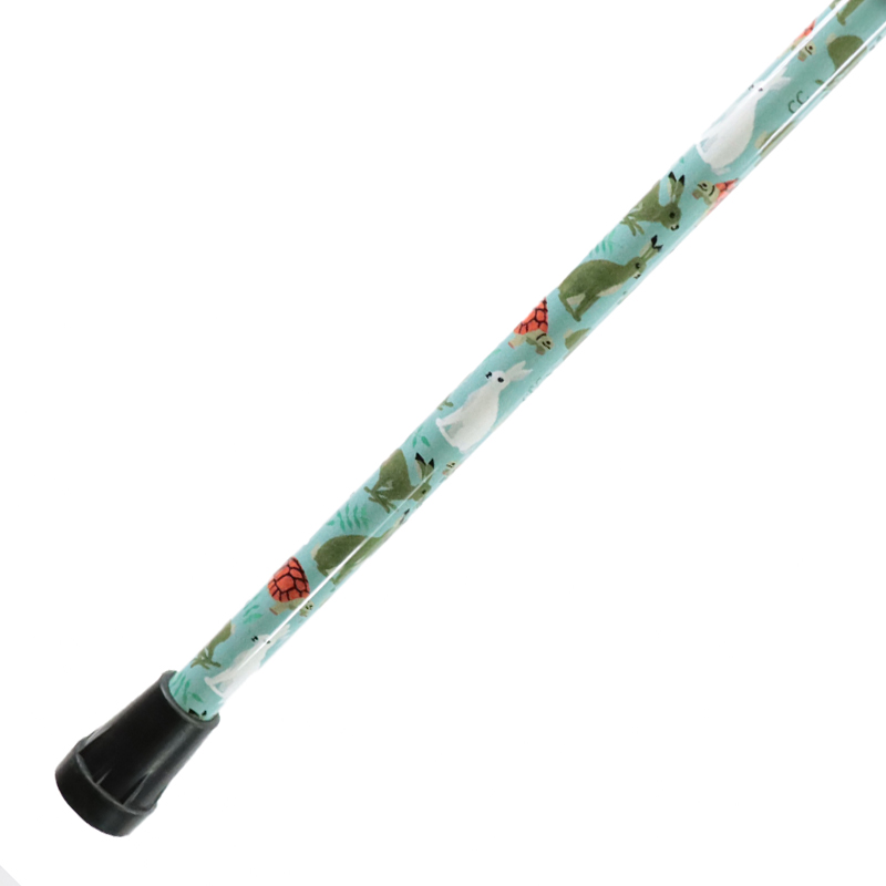 Adjustable Aluminium Derby Walking Cane with Tortoise and Hare Design