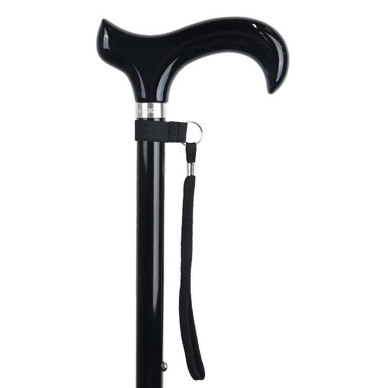 Adjustable Black Derby Walking Stick with Shock Absorber