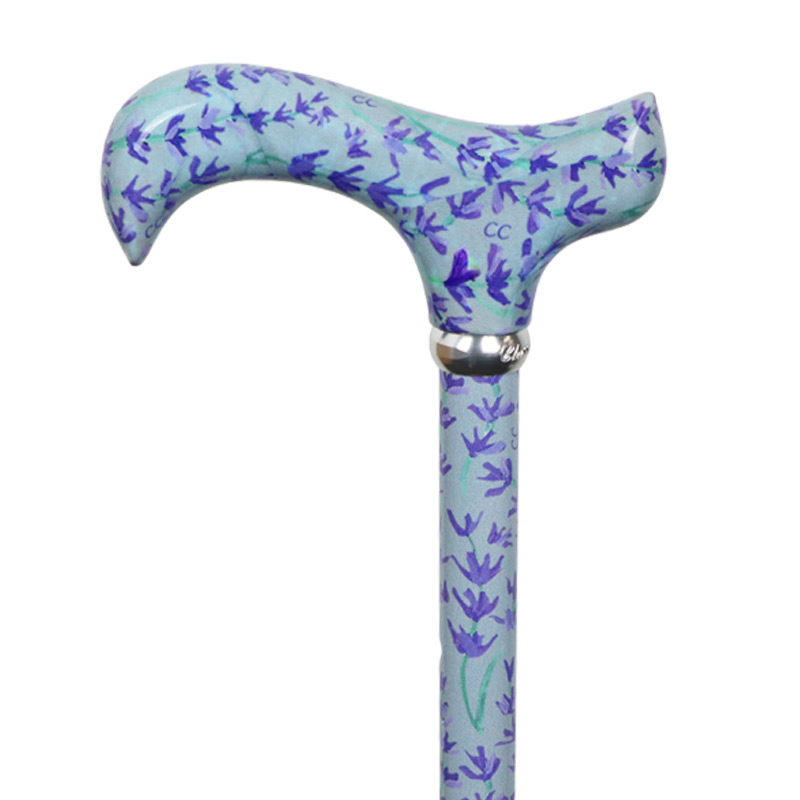 Adjustable Derby Walking Stick with Lavender Sprig Design