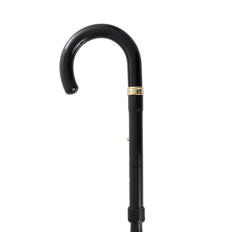 Adjustable Folding Black Crook Handle Walking Stick