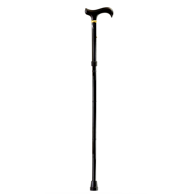 Adjustable Folding Black Derby Handle Walking Stick