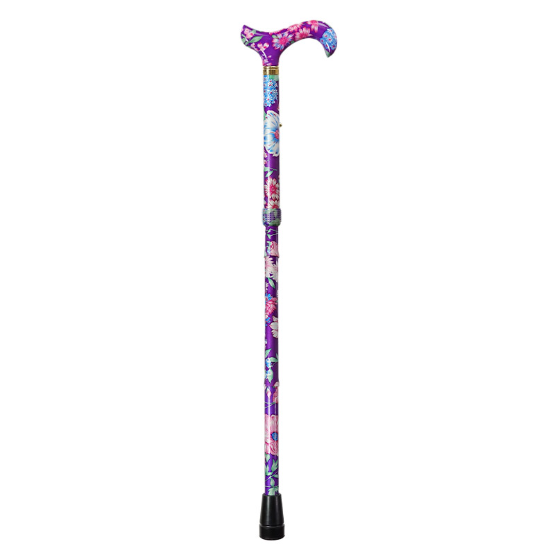 thumbnail interactive-video image 1 of Ladies Pink Floral Adjustable Folding Walking Cane – Aluminum, With Flowers 1 of 6