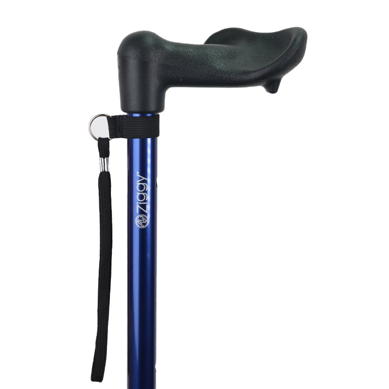 Admiral Blue Adjustable Walking Stick with Anatomical Handle (Left Hand)