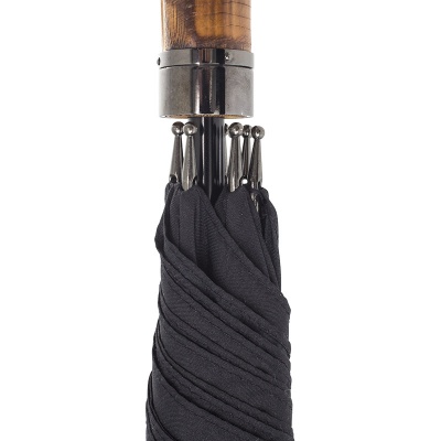 Black Canopy Gents' Umbrella with Bamboo Handle