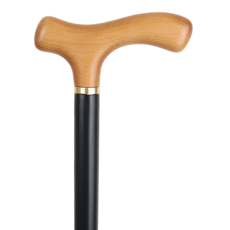 Black and Beech Crutch Handle Wooden Walking Stick