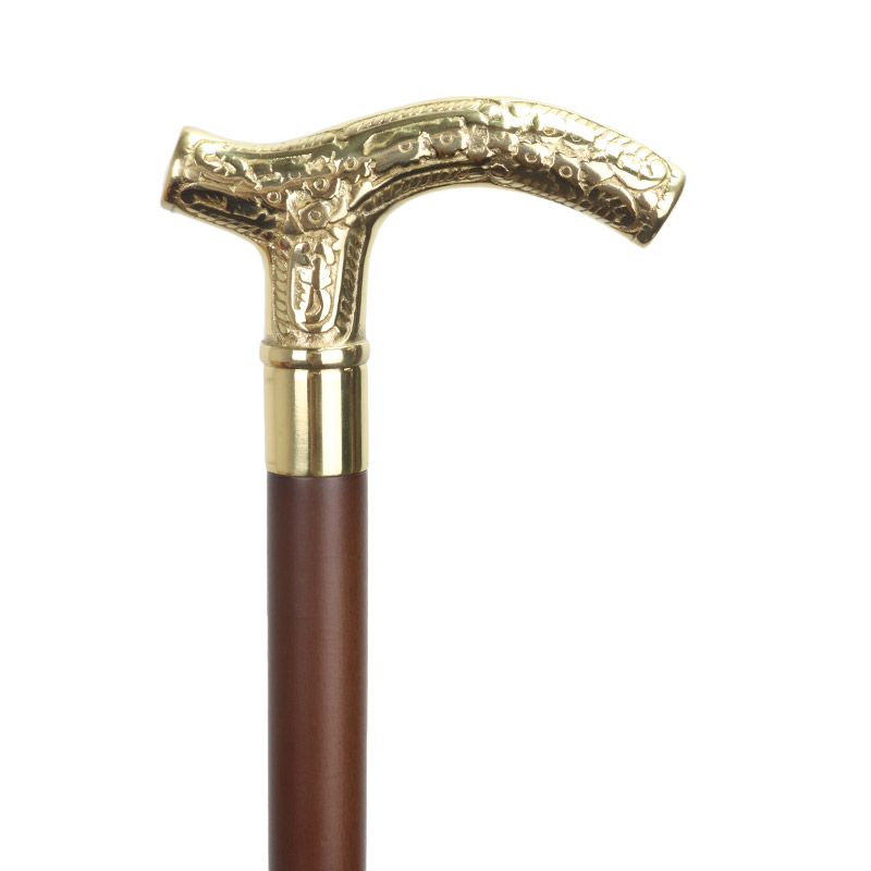 Brass Crutch Boxwood Walking Stick 