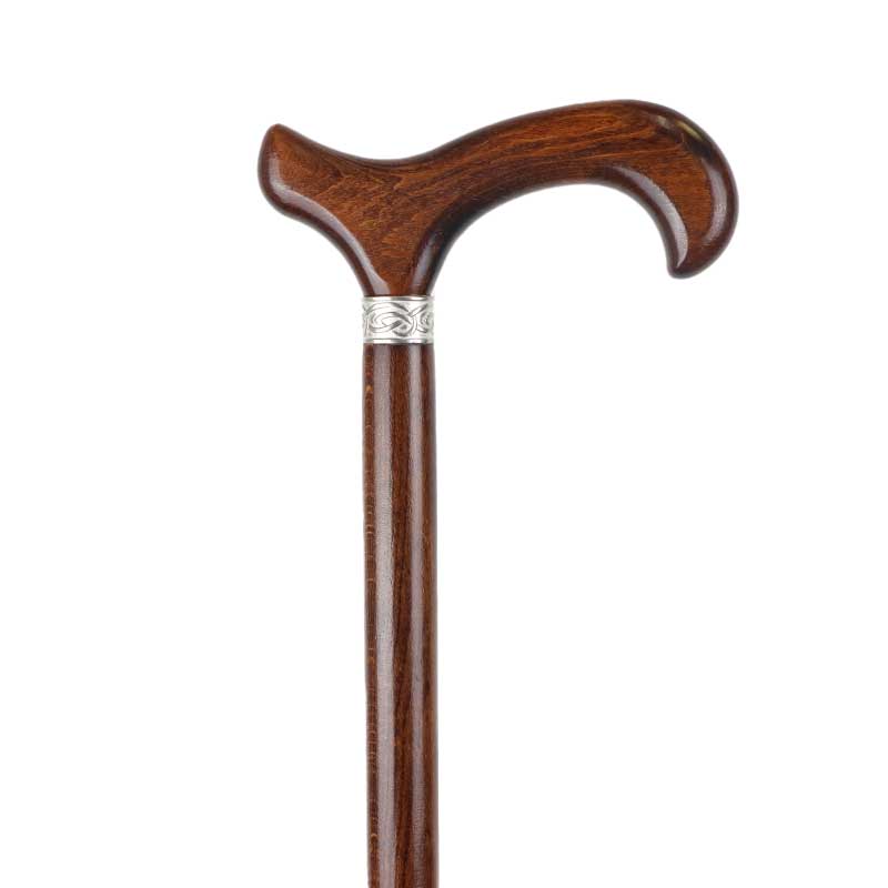 Brown Beech Derby Handle Dress Walking Stick with Celtic Collar