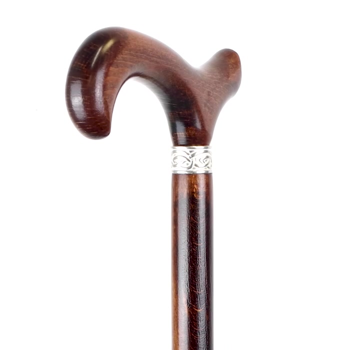 Brown Beech Derby Handle Dress Walking Stick with Celtic Collar