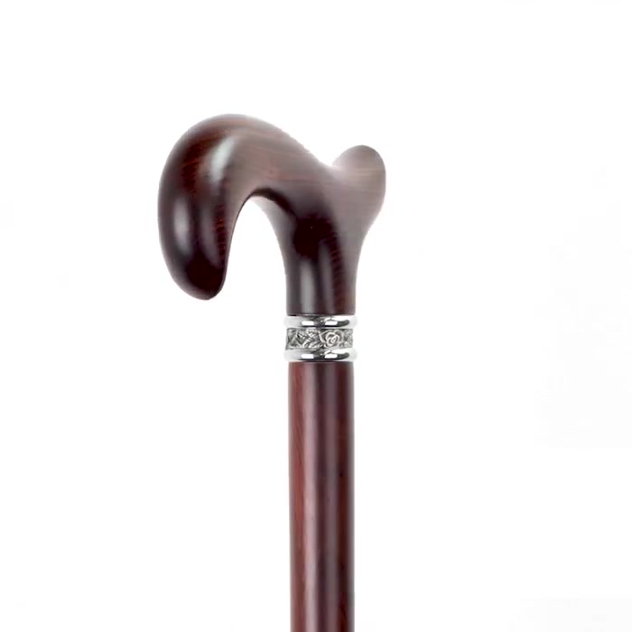 Cocobolo Derby Walking Cane with Rose Pewter Collar