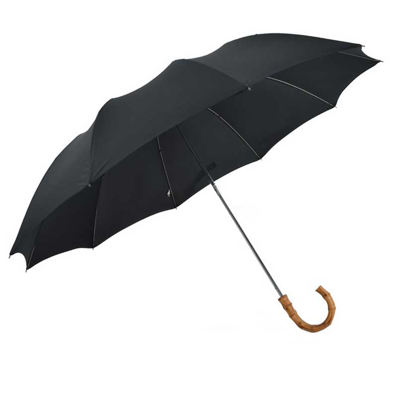 Fox Umbrellas TEL4 Whangee Wood Crook Handle Black Umbrella