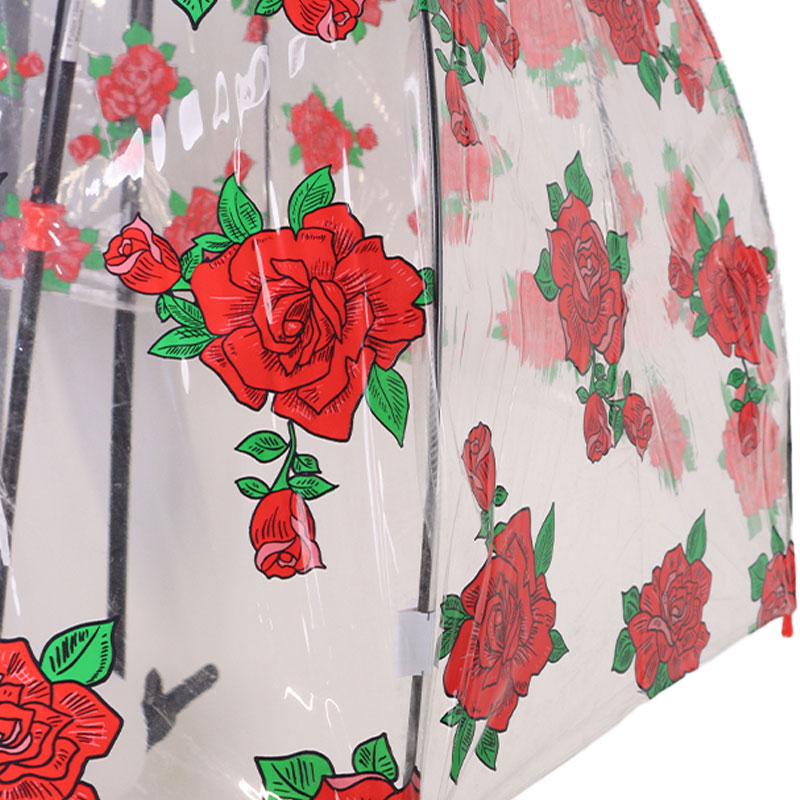 Fulton Birdcage Clear Dome Umbrella (Tattoo Rose)