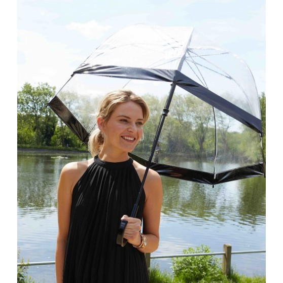 Fulton Birdcage Clear Dome Umbrella (Black)