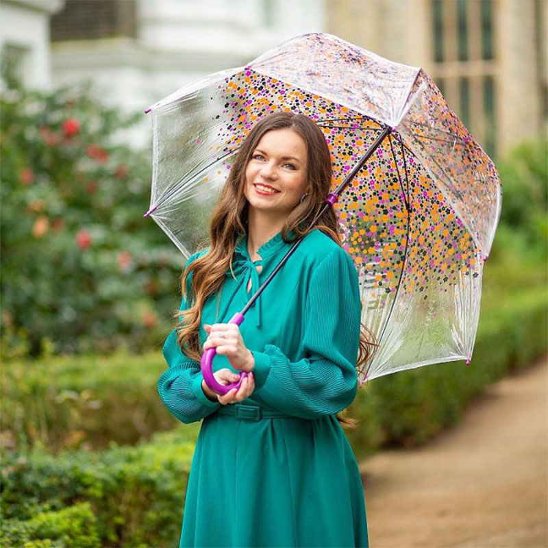 Fulton Birdcage Clear Dome Umbrella (Hippie Scatter)