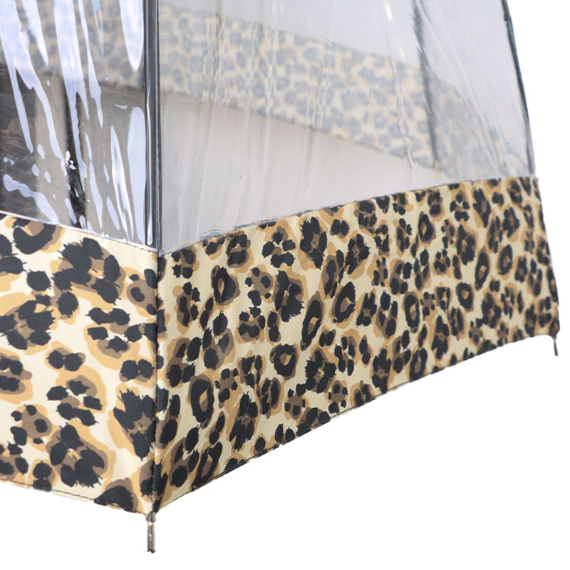 Fulton Birdcage Luxe Clear Dome Umbrella (Natural Leopard)