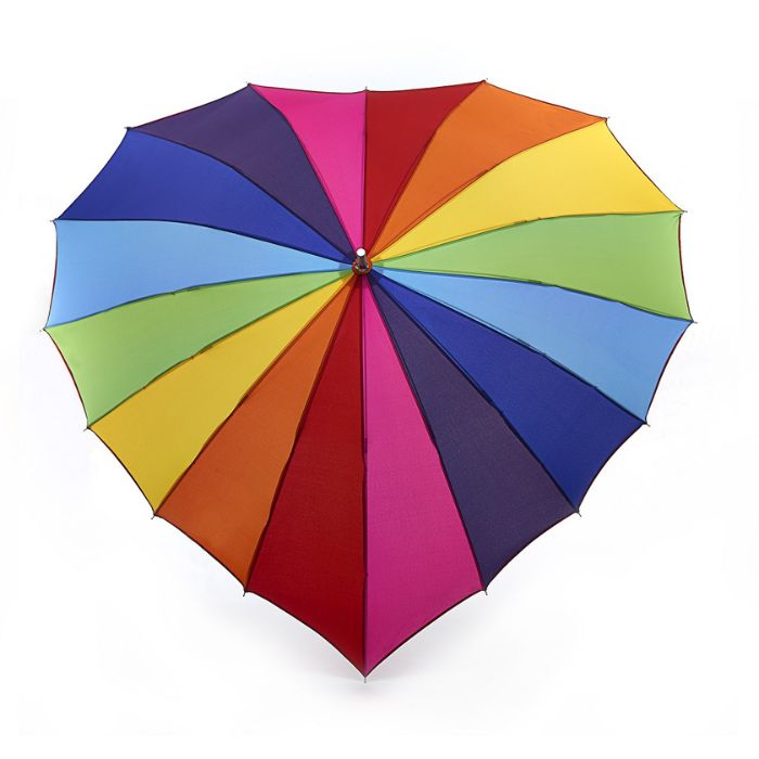 Fulton Rainbow Heart Umbrella with Crook Handle